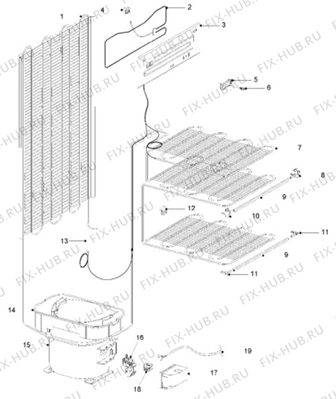 Взрыв-схема холодильника Electrolux ER7346B - Схема узла Cooling system 017